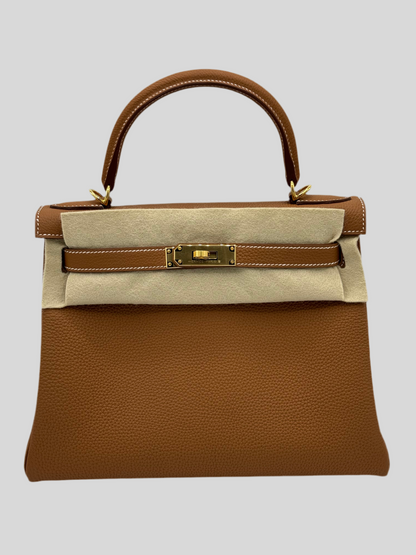 Hermes Kelly 28 Gold Togo